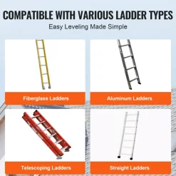 VEVOR Ladder Levler, 380lbs Load PP Ladder Leveling Tool, Pitch Hopper, Stair Ladder Stabilizer with Storage, Easy to Use Stable Platform for All Surfaces,Extension Ladder Accessory for Uneven Ground