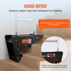 VEVOR Ladder Levler, 380lbs Load PP Ladder Leveling Tool, Pitch Hopper, Stair Ladder Stabilizer with Storage, Easy to Use Stable Platform for All Surfaces,Extension Ladder Accessory for Uneven Ground