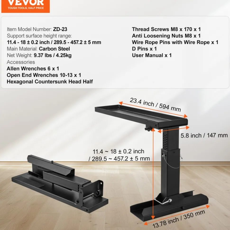 VEVOR Ladder Levler, 23.4 L x 11.4-18 in H Support Surface, Steel Ladder Leveling Tool, Folding Pitch Hopper, Stair Ladder Stabilizer Easy to Use,Extension Ladder Accessories for Uneven Ground