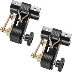 VEVOR Ladder Rack Ratchet Straps, 1.87-2 in Black Round Tube Mount, 1.5 in Wide x 7.4 ft Long Black Ladder Rack Straps with Double J-Hooks, 500 lbs Load Heavy Duty, Cargo Buckle Lock Strap (2 Pack)