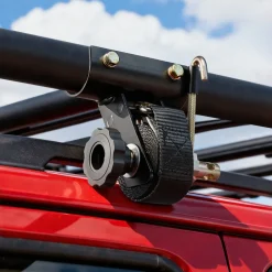 VEVOR Ladder Rack Ratchet Straps, 1.87-2 in Black Round Tube Mount, 1.5 in Wide x 7.4 ft Long Black Ladder Rack Straps with Double J-Hooks, 500 lbs Load Heavy Duty, Cargo Buckle Lock Strap (2 Pack)