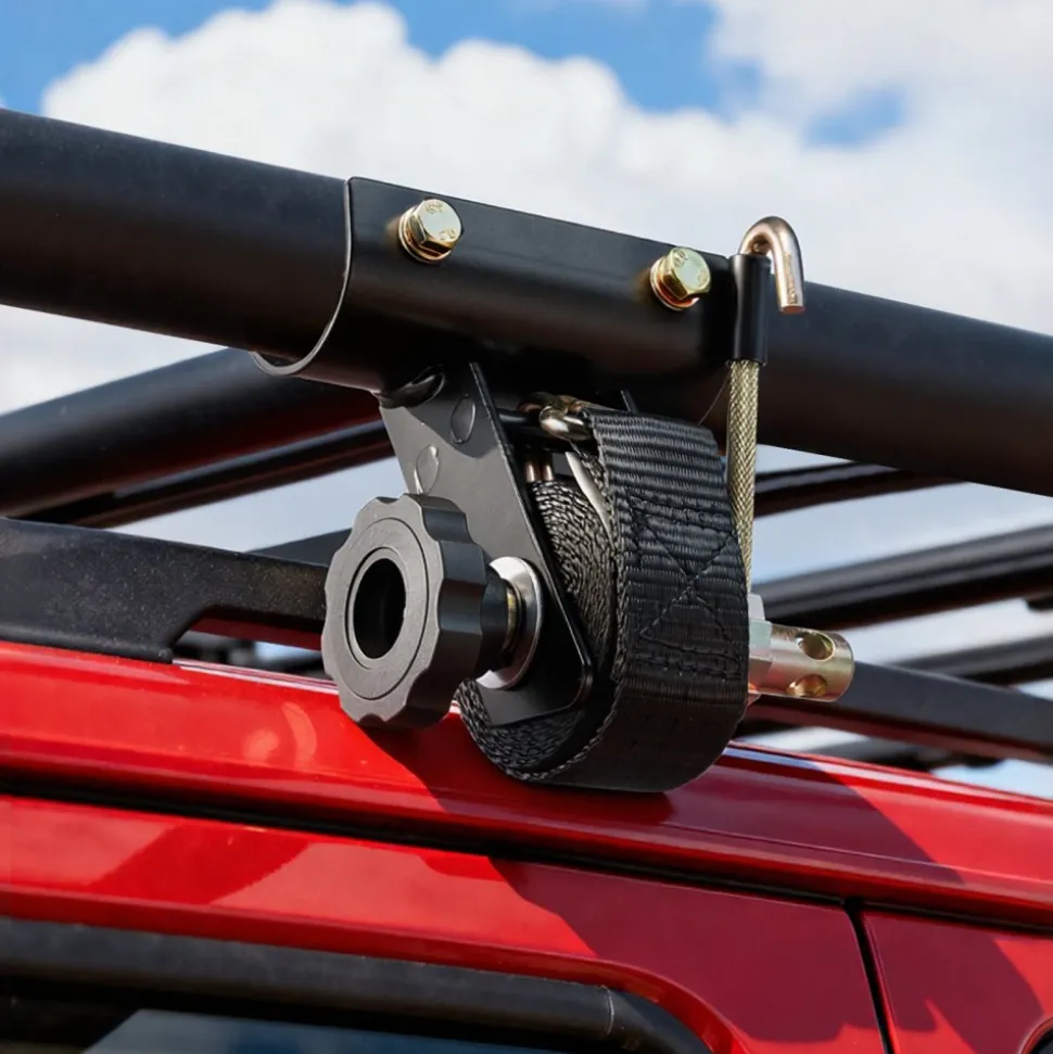 VEVOR Ladder Rack Ratchet Straps, 1.87-2 in Black Round Tube Mount, 1.5 in Wide x 7.4 ft Long Black Ladder Rack Straps with Double J-Hooks, 500 lbs Load Heavy Duty, Cargo Buckle Lock Strap (2 Pack)
