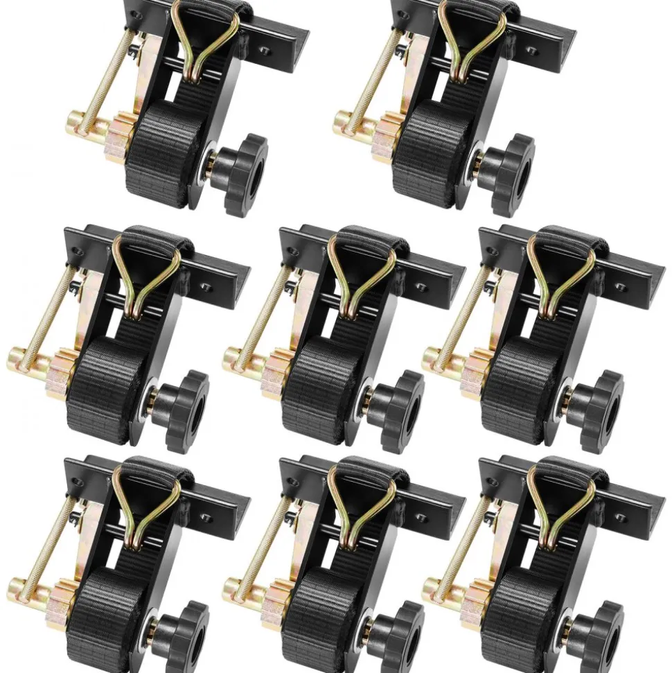 VEVOR Ladder Rack Ratchet Straps, Black Square Tube Mount, 1.5 in Wide x 7.4 ft Long Black Ladder Rack Straps with Double J-Hooks, 500 lbs Load Heavy Duty, Cargo Buckle Lock Strap (8 Pack)