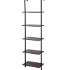 VEVOR Ladder Shelf, 5-Tier Bookshelf 17.3x11.8in, Open Wall-Mounted Ladder Shelf with Metal Frame,Storage Rack Sundries Holder for Kitchen Bedroom Bathroom Living Room, Black