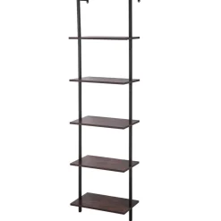 VEVOR Ladder Shelf, 5-Tier Bookshelf 17.3x11.8in, Open Wall-Mounted Ladder Shelf with Metal Frame,Storage Rack Sundries Holder for Kitchen Bedroom Bathroom Living Room, Black