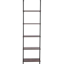 VEVOR Ladder Shelf, 5-Tier Bookshelf 17.3x11.8in, Open Wall-Mounted Ladder Shelf with Metal Frame,Storage Rack Sundries Holder for Kitchen Bedroom Bathroom Living Room, Black