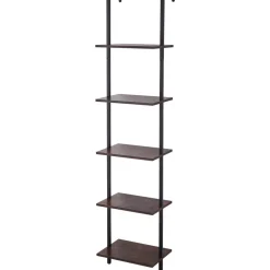 VEVOR Ladder Shelf, 5-Tier Bookshelf 15.6x11.8in, Open Wall-Mounted Ladder Shelf with Metal Frame,Storage Rack Sundries Holder for Kitchen Bedroom Bathroom Living Room, Black