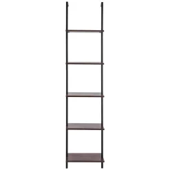 VEVOR Ladder Shelf, 5-Tier Bookshelf 15.6x11.8in, Open Wall-Mounted Ladder Shelf with Metal Frame,Storage Rack Sundries Holder for Kitchen Bedroom Bathroom Living Room, Black