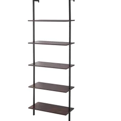 VEVOR Ladder Shelf, 5-Tier Bookshelf 24x11.8in, Open Wall-Mounted Ladder Shelf with Metal Frame,Storage Rack Sundries Holder for Kitchen Bedroom Bathroom Living Room, Black