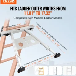 VEVOR Ladder Stabilizer, Adjustable Feet Extension Ladder Standoff, Heavy Duty Wall Ladder Accessories for Roof Gutter, Easy to Use & Wide Adaptability & Anti-slip Rubber Feet, 330 lbs Weight Rating