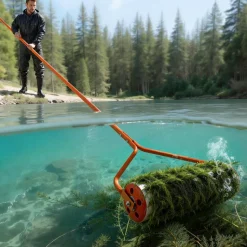 VEVOR Lake Weed Roller, 20 ft Lake & Pond Weed Removal Tool, Muck Razer Aquatic & Sludge Tiller, Rid Roots and Muck Buildup, 6 Preassembled Stainless Steel Blades, 6 Aluminum Handles, Easy Assembly