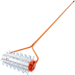 VEVOR Lake Weed Roller, 12 ft Lake & Pond Weed Removal Tool, Muck Razer Aquatic & Sludge Tiller, Rid Roots and Muck Buildup, 9 Preassembled Galvanized Iron Blades, 3 Aluminum Handles, Easy Assembly