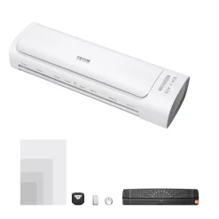 VEVOR Laminator Machine, Cold and Hot Laminator for Max A3 Paper Size, 1 min Quick Warm Thermal Laminator, 3-5 mil Thickness, Ideal for Home, Office, Business, or School Supplies, White + Grey