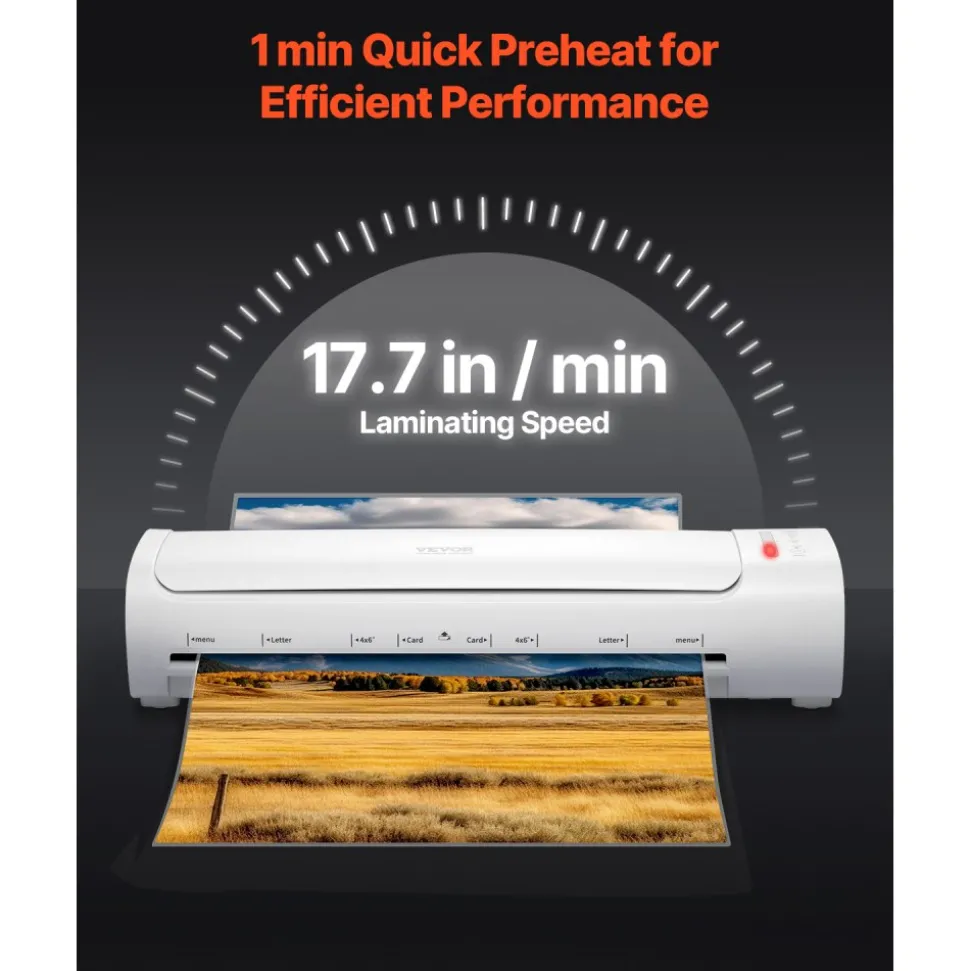 VEVOR Laminator Machine, Cold and Hot Laminator for Max A3 Paper Size, 1 min Quick Warm Thermal Laminator, 3-5 mil Thickness, Ideal for Home, Office, Business, or School Supplies, White + Grey