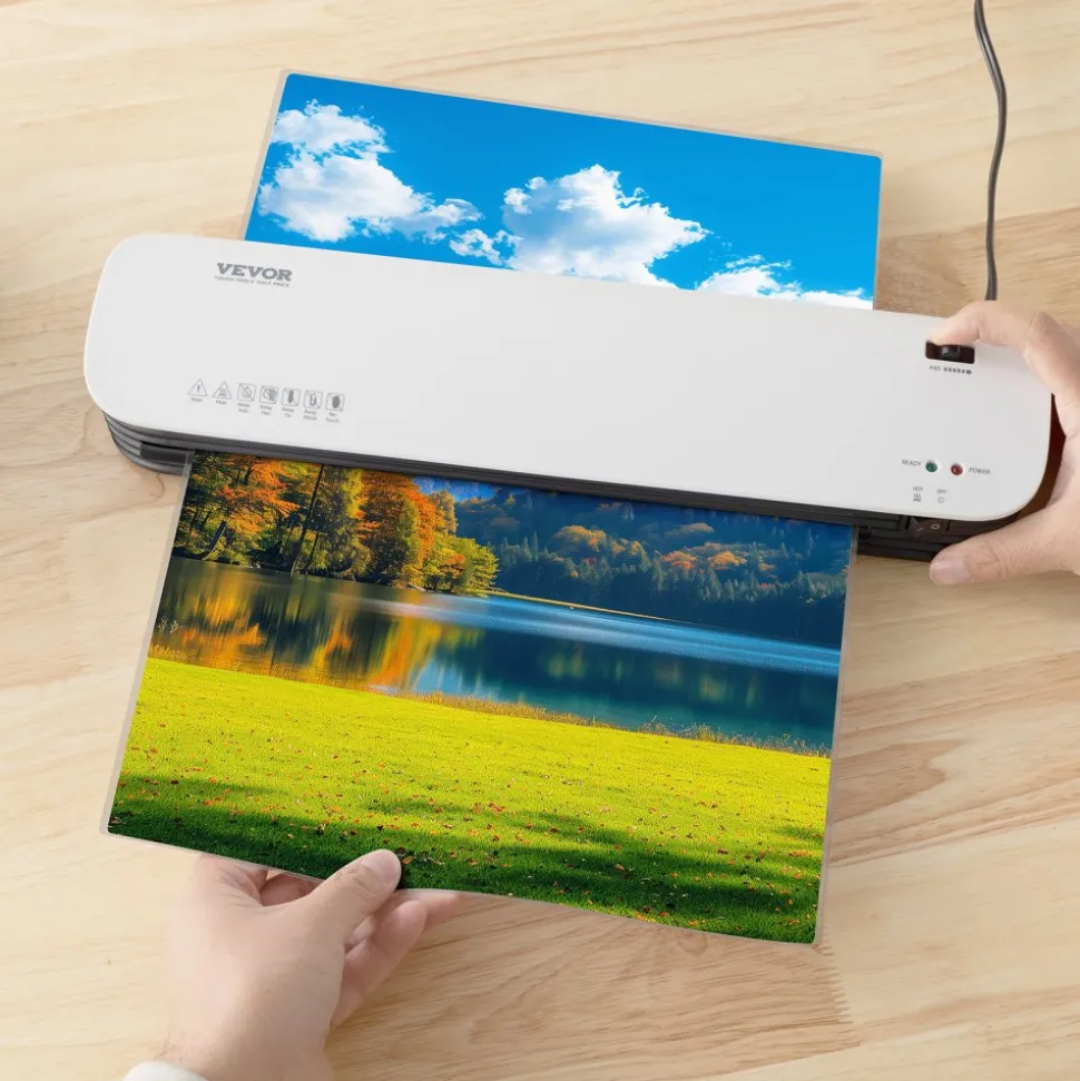VEVOR Laminator Machine, Thermal Laminator for Max A3 Paper Size, 2-3 min Quick Warm Portable Laminator, 3-5 mil Thickness, Ideal for Home, Office, Business, or School Supplies, White + Black