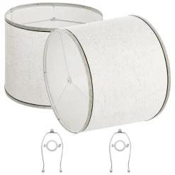 VEVOR Lamp Shade 2 Set, 11 in Top x 13 in Bottom x 10 in High (Spider Fitter), Medium Lampshade with Harp, Replacement Lamp Shade for Table & Floor Lamps Pendant Lights, Light Linen with Black Edge
