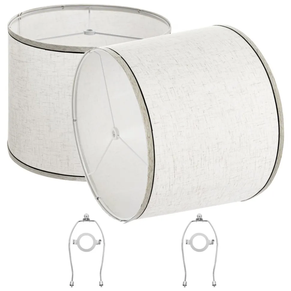 VEVOR Lamp Shade 2 Set, 11 in Top x 13 in Bottom x 10 in High (Spider Fitter), Medium Lampshade with Harp, Replacement Lamp Shade for Table & Floor Lamps Pendant Lights, Light Linen with Black Edge