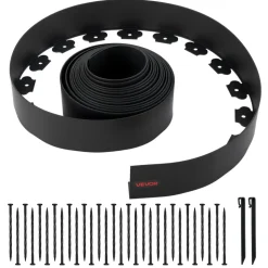 VEVOR Landscape Edging, 33 ft x 4 in Plastic Garden Border Edging with 30 Spikes & 2 Ground Stakes, No Dig, Flexible Lawn Edgings Roll, UV-Resistant Mini Fence Borders for Flower Beds Yard Paver