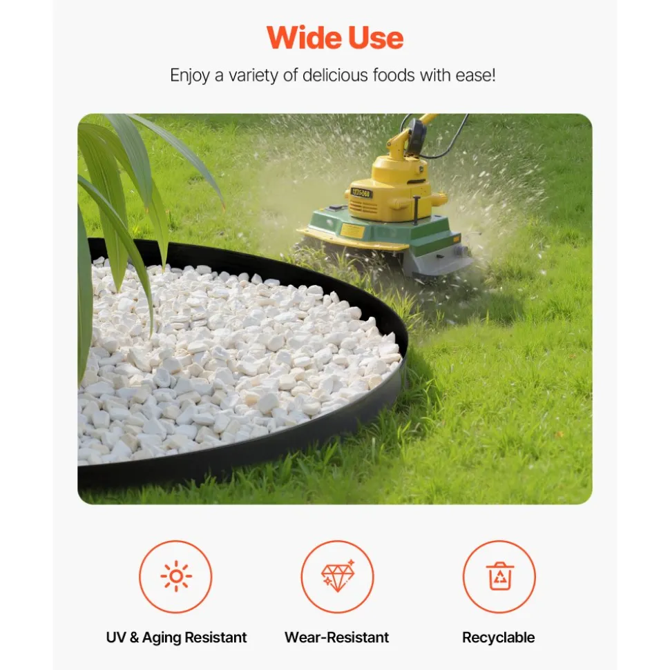 VEVOR Landscape Edging, 66 ft x 4 in Plastic Garden Border Edging with 60 Spikes & 2 Ground Stakes, No Dig, Flexible Lawn Edgings Roll, UV-Resistant Mini Fence Borders for Flower Beds Yard Paver