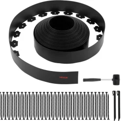 VEVOR Landscape Edging, 20 ft x 2 in Plastic Garden Border Edging with 120 Spikes, No Dig, Flexible Lawn Edgings Roll, UV-Resistant Mini Fence Borders Pathway Edgings for Flower Beds Yard Paver