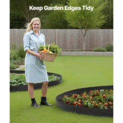 VEVOR Landscape Edging, 66 ft x 4 in Plastic Garden Border Edging with 60 Spikes & 2 Ground Stakes, No Dig, Flexible Lawn Edgings Roll, UV-Resistant Mini Fence Borders for Flower Beds Yard Paver