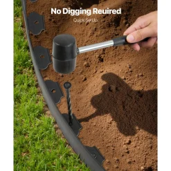 VEVOR Landscape Edging, 66 ft x 4 in Plastic Garden Border Edging with 60 Spikes & 2 Ground Stakes, No Dig, Flexible Lawn Edgings Roll, UV-Resistant Mini Fence Borders for Flower Beds Yard Paver