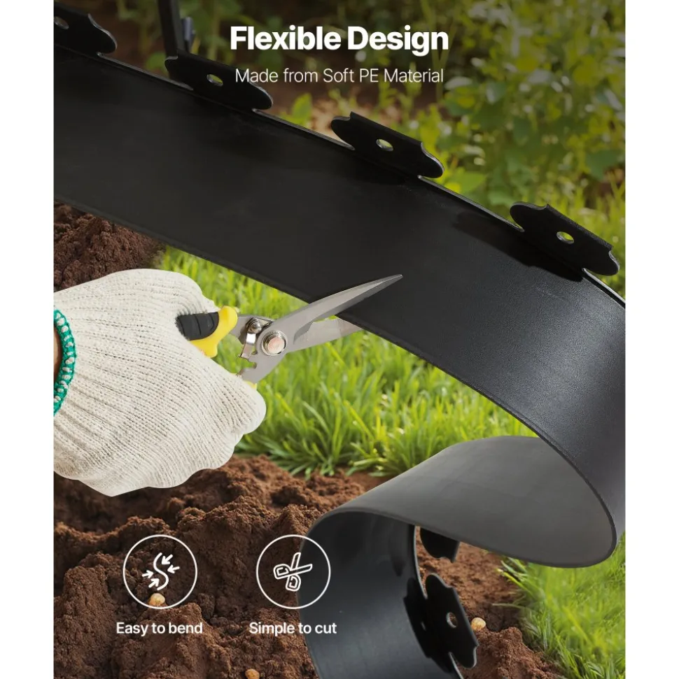 VEVOR Landscape Edging, 66 ft x 4 in Plastic Garden Border Edging with 60 Spikes & 2 Ground Stakes, No Dig, Flexible Lawn Edgings Roll, UV-Resistant Mini Fence Borders for Flower Beds Yard Paver