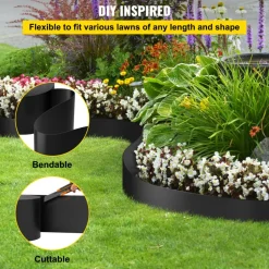 VEVOR Landscape Edging, 10 inch Depth 300 ft Total Length, Recycled HDPE Coiled Terrace Board, Flexible Bender Border for Landscaping, Lawn, Garden, Yard, Against Invading Weeds, Black