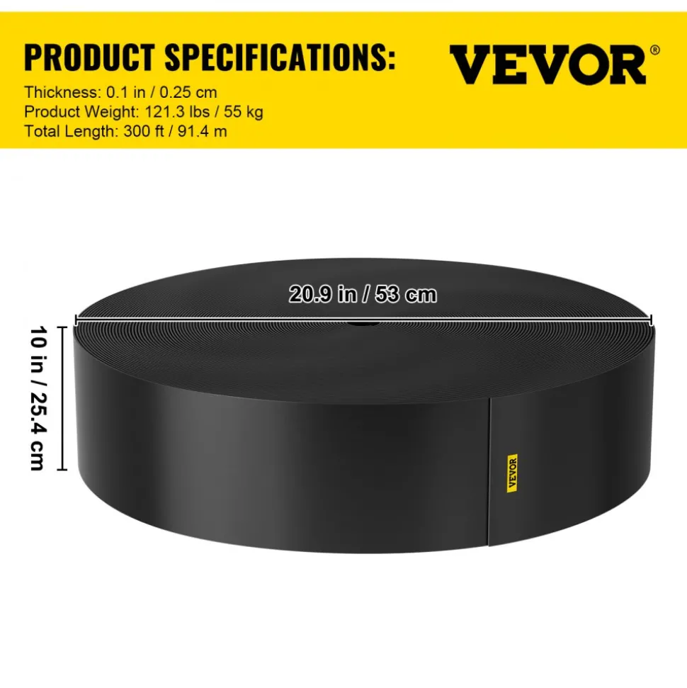 VEVOR Landscape Edging, 10 inch Depth 300 ft Total Length, Recycled HDPE Coiled Terrace Board, Flexible Bender Border for Landscaping, Lawn, Garden, Yard, Against Invading Weeds, Black
