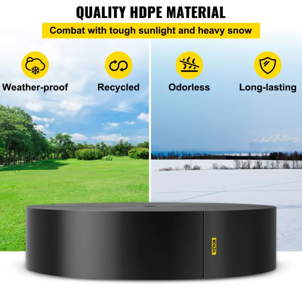 VEVOR Landscape Edging, 10 inch Depth 300 ft Total Length, Recycled HDPE Coiled Terrace Board, Flexible Bender Border for Landscaping, Lawn, Garden, Yard, Against Invading Weeds, Black