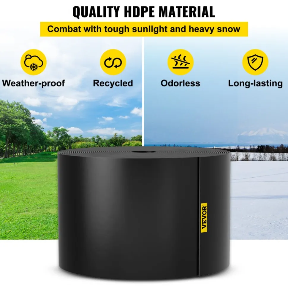 VEVOR Landscape Edging, 10 inch Depth 150 ft Total Length, Recycled HDPE Coiled Terrace Board, Flexible Bender Border for Landscaping, Lawn, Garden, Yard, Against Invading Weeds, Black