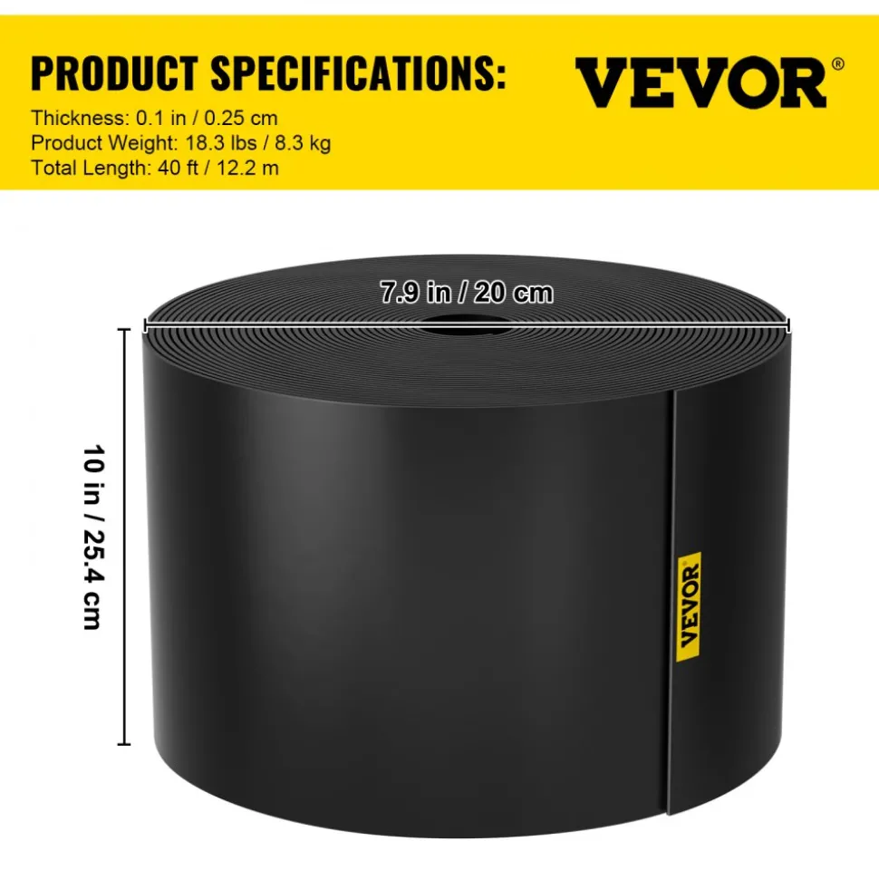 VEVOR Landscape Edging, 10 inch Depth 150 ft Total Length, Recycled HDPE Coiled Terrace Board, Flexible Bender Border for Landscaping, Lawn, Garden, Yard, Against Invading Weeds, Black