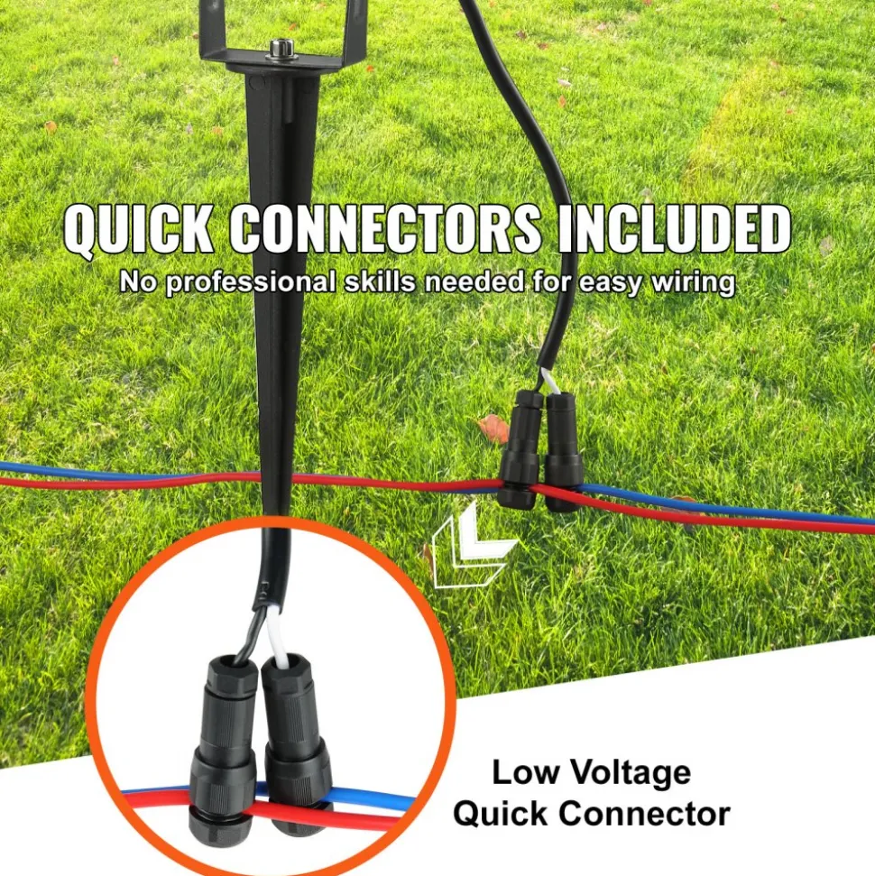 VEVOR Landscape Lighting, 6W Low Voltage LED Landscape Lights, IP66 Waterproof Landscape Spotlights Yard Lawn Garden Pathway Outdoor Lights 12V 24V 450LM Warm White 3000K (12 Pack with Connectors)