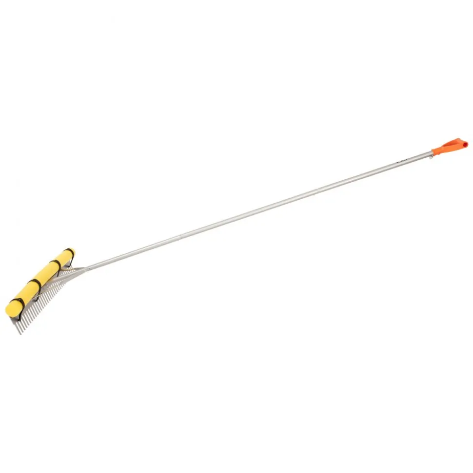 VEVOR Landscape Rake, 36 inch Wide Head 133 inch Handle, Large Heavy Duty Aluminum Landscaping Leaf Rake Tool, Asphalt Level for Loosening Soil, Garden & Yard, Pond Gravel & Beach Lawn Care, 52ft Rope