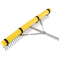 VEVOR Landscape Rake, 36 inch Wide Head 102 inch Handle, Large Heavy Duty Aluminum Landscaping Leaf Rake Tool, Asphalt Level for Loosening Soil, Garden & Yard, Pond Gravel & Beach Lawn Care, 52ft Rope