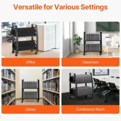 VEVOR Laptop Charging Cart, 32 Devices Mobile Open Charging Station with Wheels, for Tablet and Laptop Up to 15.6 in Screen Size, Easy Access Slots, Surge Control, for Office, Classroom, Library