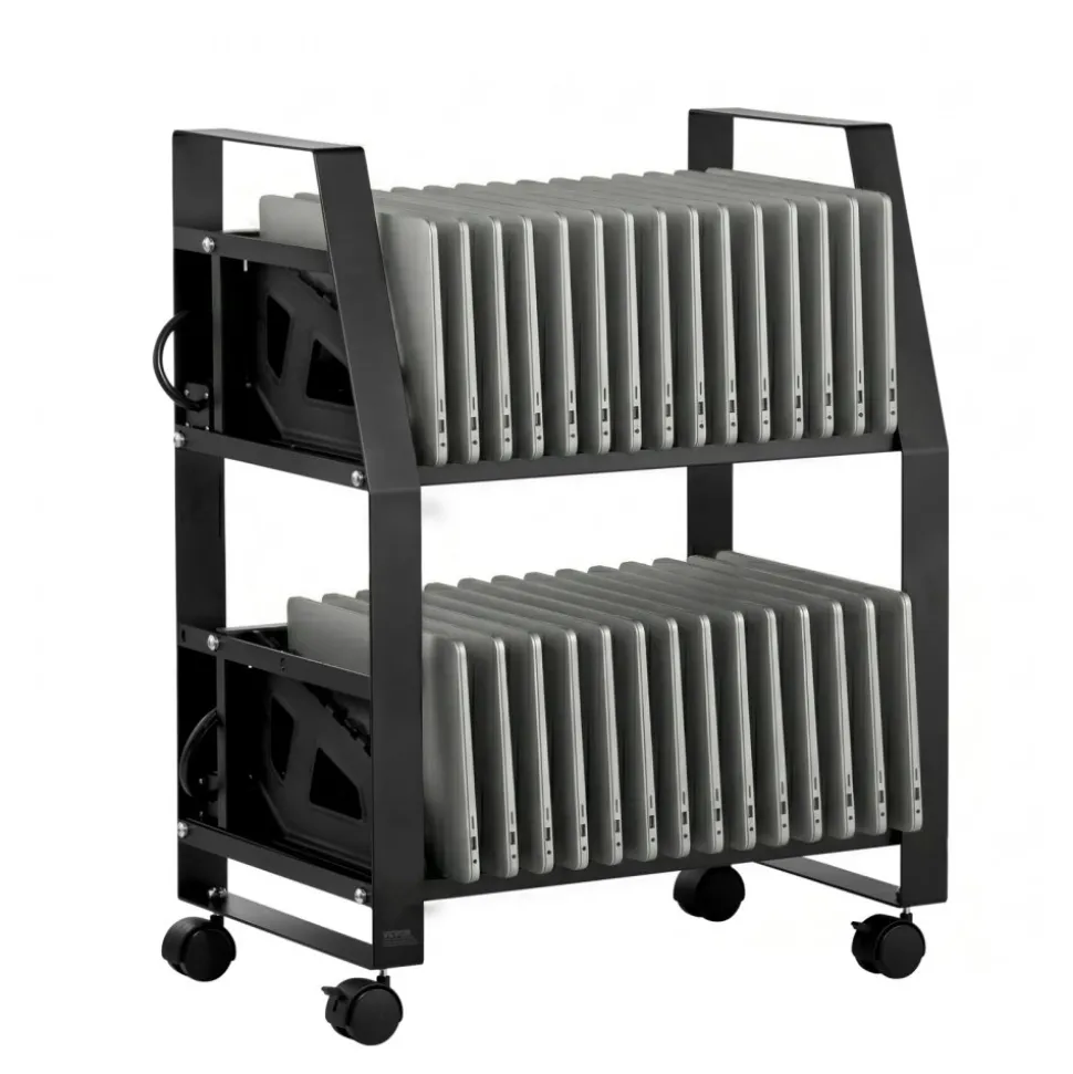 VEVOR Laptop Charging Cart, 32 Devices Mobile Open Charging Station with Wheels, for Tablet and Laptop Up to 15.6 in Screen Size, Easy Access Slots, Surge Control, for Office, Classroom, Library