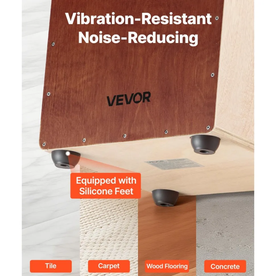 VEVOR Large Cajon Box Drum Wooden Birchwood Percussion Instrument with Snare Wires