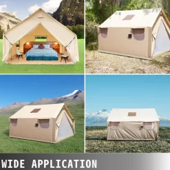 VEVOR Large Canvas Tent 12x14ft, Wall Tent with PVC Storm Flap, Canvas Wall Tents Waterproof, Canvas Camping Tents With Stove Hole for 8-10 people Outdoor Party Hiking Barbecue