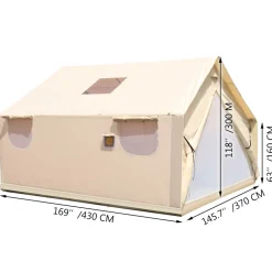 VEVOR Large Canvas Tent 12x14ft, Wall Tent with PVC Storm Flap, Canvas Wall Tents Waterproof, Canvas Camping Tents With Stove Hole for 8-10 people Outdoor Party Hiking Barbecue