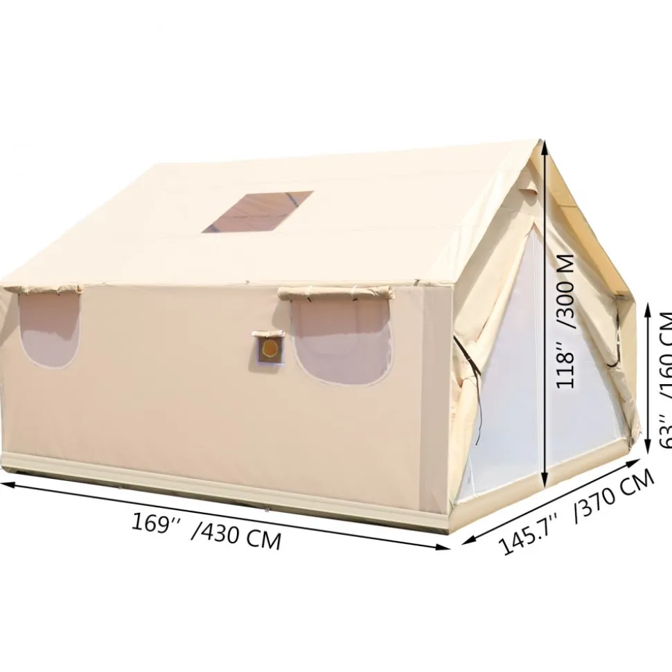 VEVOR Large Canvas Tent 12x14ft, Wall Tent with PVC Storm Flap, Canvas Wall Tents Waterproof, Canvas Camping Tents With Stove Hole for 8-10 people Outdoor Party Hiking Barbecue