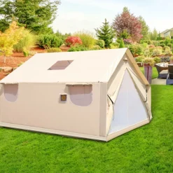 VEVOR Large Canvas Tent 12x14ft, Wall Tent with PVC Storm Flap, Canvas Wall Tents Waterproof, Canvas Camping Tents With Stove Hole for 8-10 people Outdoor Party Hiking Barbecue