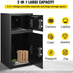 VEVOR Large Double Door Security Safe Box 2.6 Cubic Feet Steel Safe Box Strong Box with Digital Lock for Money Gun Jewelry Black