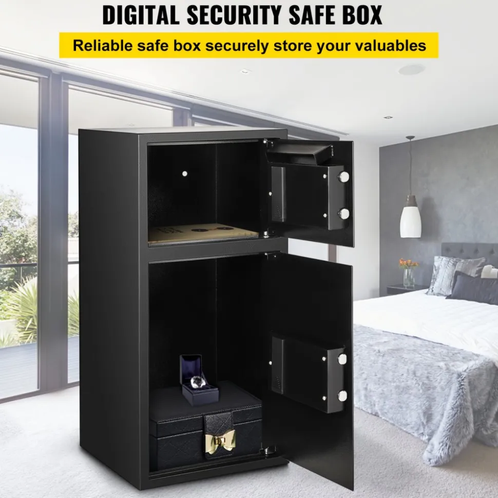 VEVOR Large Double Door Security Safe Box 2.6 Cubic Feet Steel Safe Box Strong Box with Digital Lock for Money Gun Jewelry Black