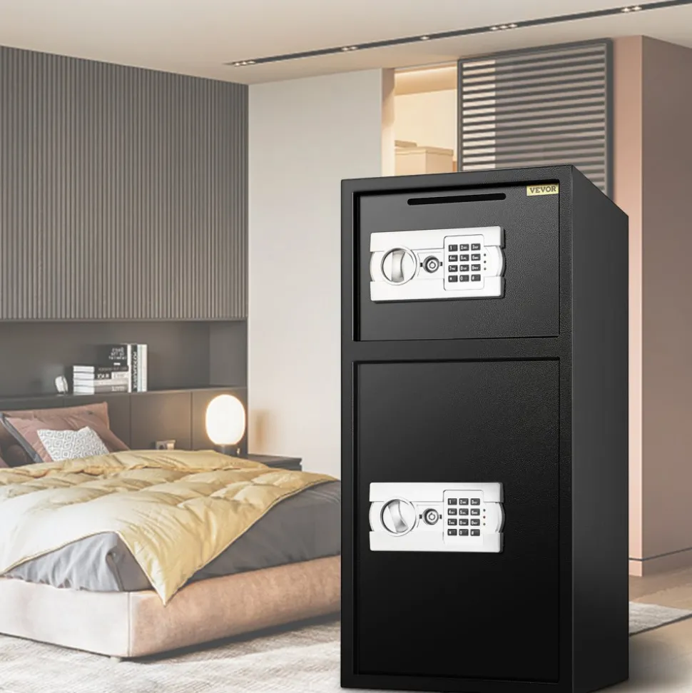 VEVOR Large Double Door Security Safe Box 2.6 Cubic Feet Steel Safe Box Strong Box with Digital Lock for Money Gun Jewelry Black