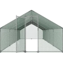VEVOR Large Metal Chicken Coop, 9.8 x 26.2 x 6.6 ft, Walk-in Chicken Runs with Waterproof Cover, Spire Roof Hen House Enclosure with Lock, Outdoor Duck Rabbit Cage Poultry Pen for Backyard, Farm, Yard