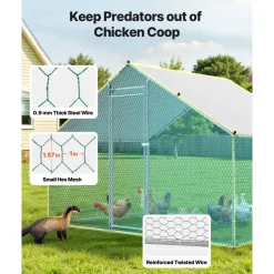 VEVOR Large Metal Chicken Coop, 9.8 x 6.6 x 6.6 ft, Walk-in Chicken Runs with Waterproof Cover, Spire Roof Hen House Enclosure with Lock, Outdoor Duck Rabbit Cage Poultry Pen for Backyard, Farm, Yard