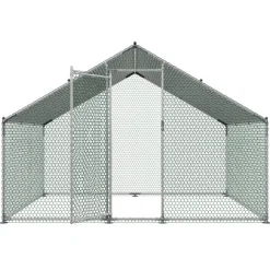 VEVOR Large Metal Chicken Coop, 9.8 x 6.6 x 6.6 ft, Walk-in Chicken Runs with Waterproof Cover, Spire Roof Hen House Enclosure with Lock, Outdoor Duck Rabbit Cage Poultry Pen for Backyard, Farm, Yard