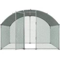 VEVOR Large Metal Chicken Coop 9.8x6.6x6.6 ft Walk-in Chicken Run House, Doom Roof Hen House Enclosure with Cover and Security Lock, Outdoor Duck Rabbit Cage Poultry Pen for Backyard, Farm, Yard Use