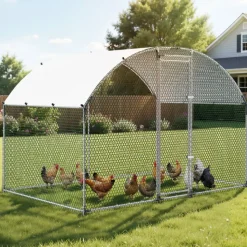 VEVOR Large Metal Chicken Coop 9.8x6.6x6.6 ft Walk-in Chicken Run House, Doom Roof Hen House Enclosure with Cover and Security Lock, Outdoor Duck Rabbit Cage Poultry Pen for Backyard, Farm, Yard Use